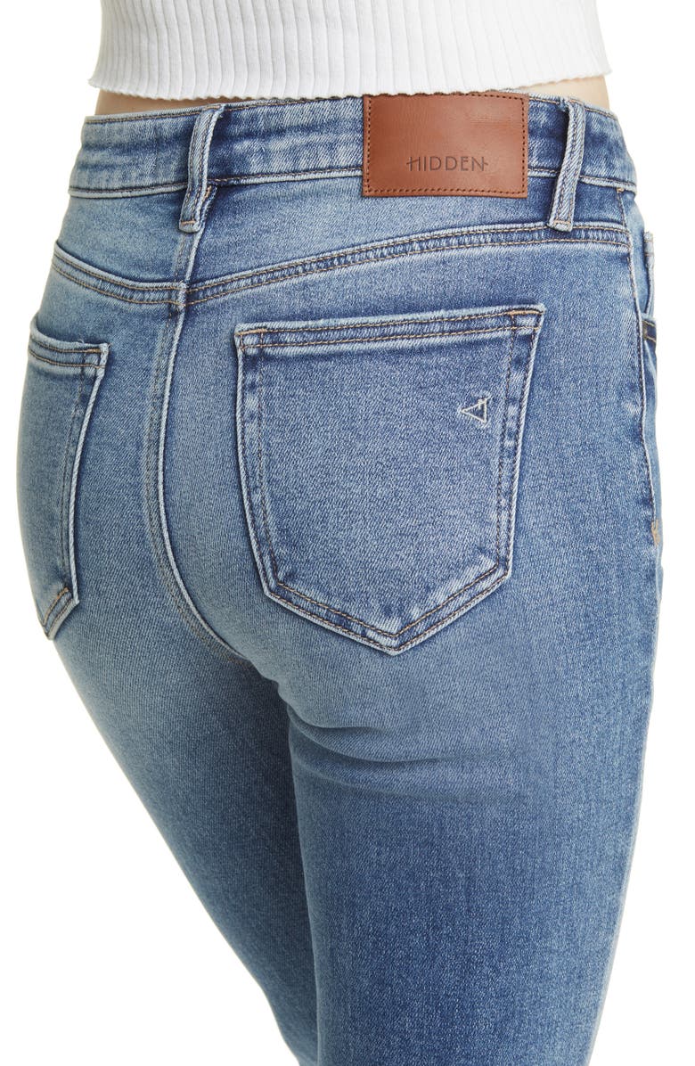 HIDDEN JEANS Happi Ripped Step Hem Crop Flare Jeans, Alternate, color, Vintage