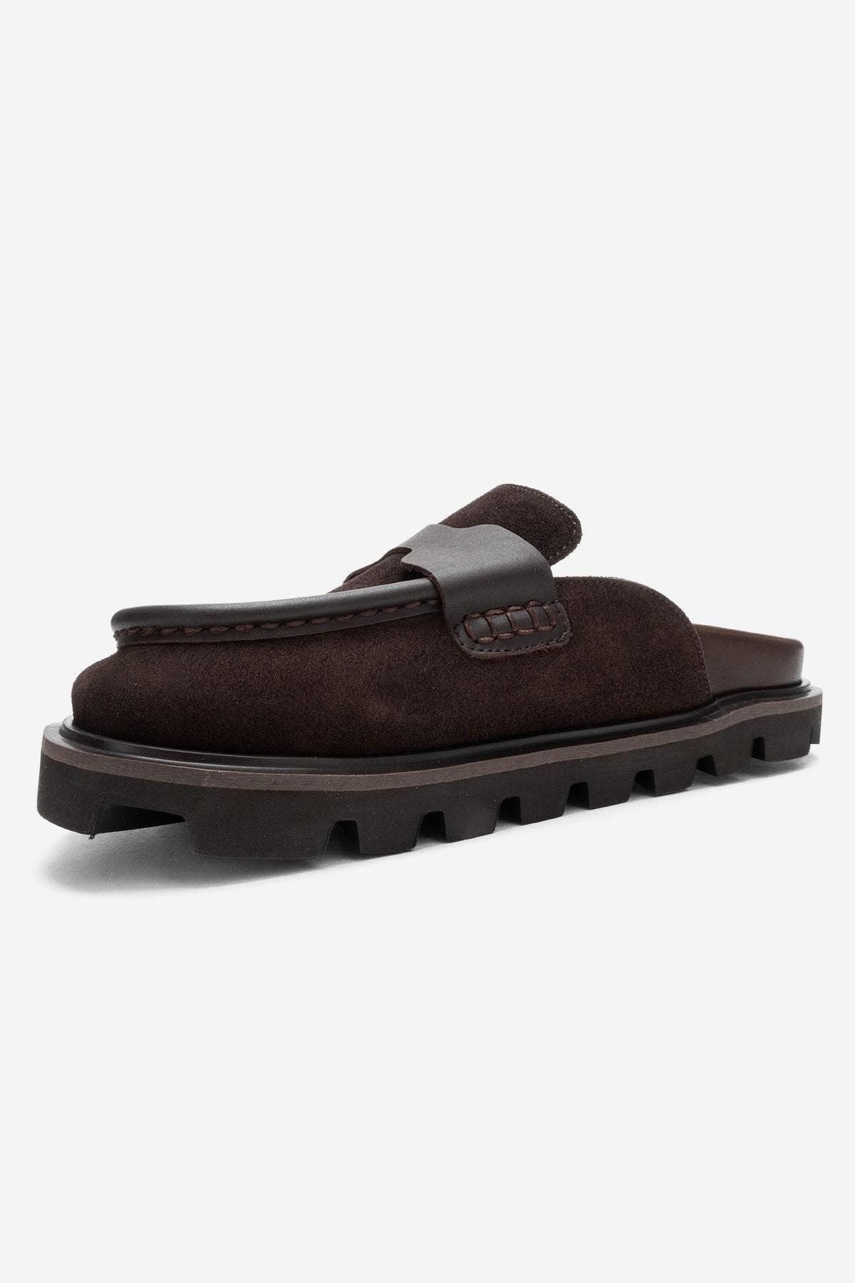 Forever & Always Shoes Vela Leather Slipper, Alternate, color, Brown Suede