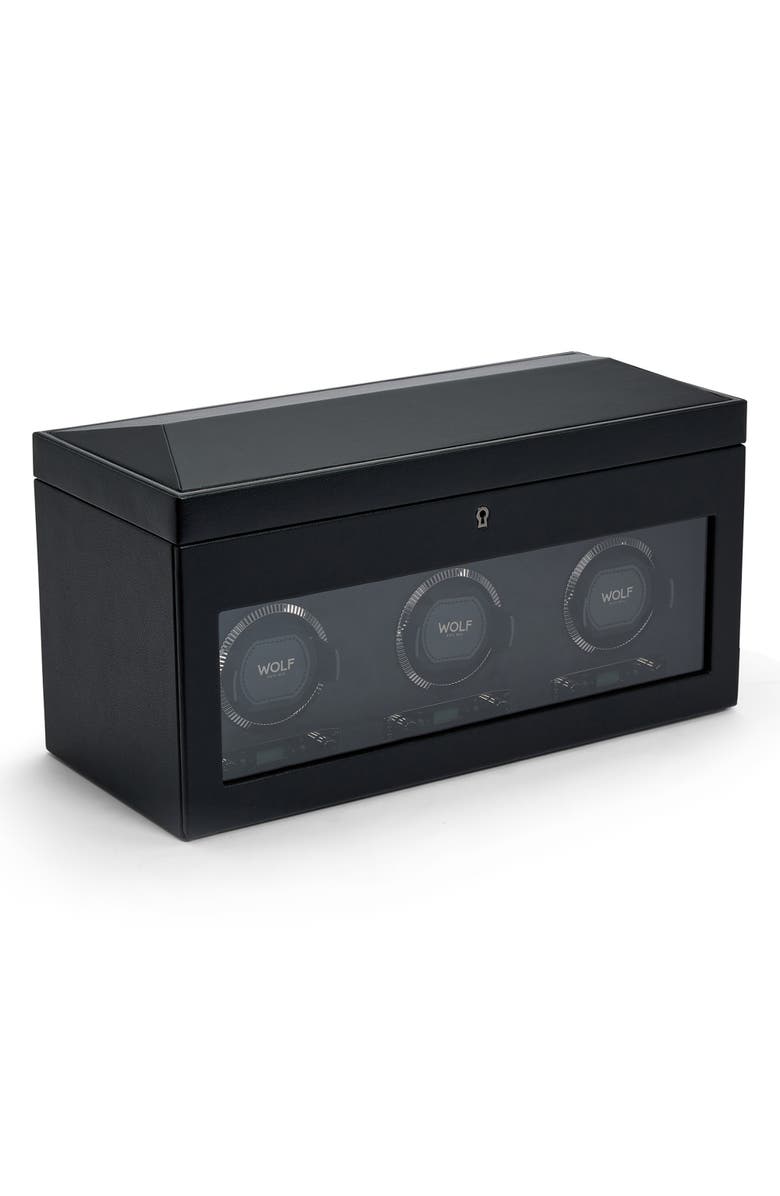 WOLF British Racing Triple Watch Winder with Storage, Alternate, color, Black