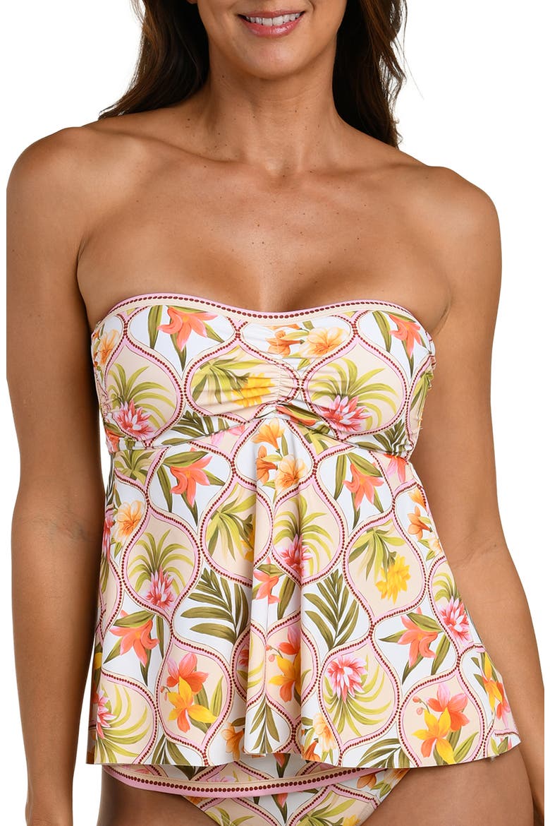 Palm Halter Tankini Top, Alternate, color, WHITE MULTI