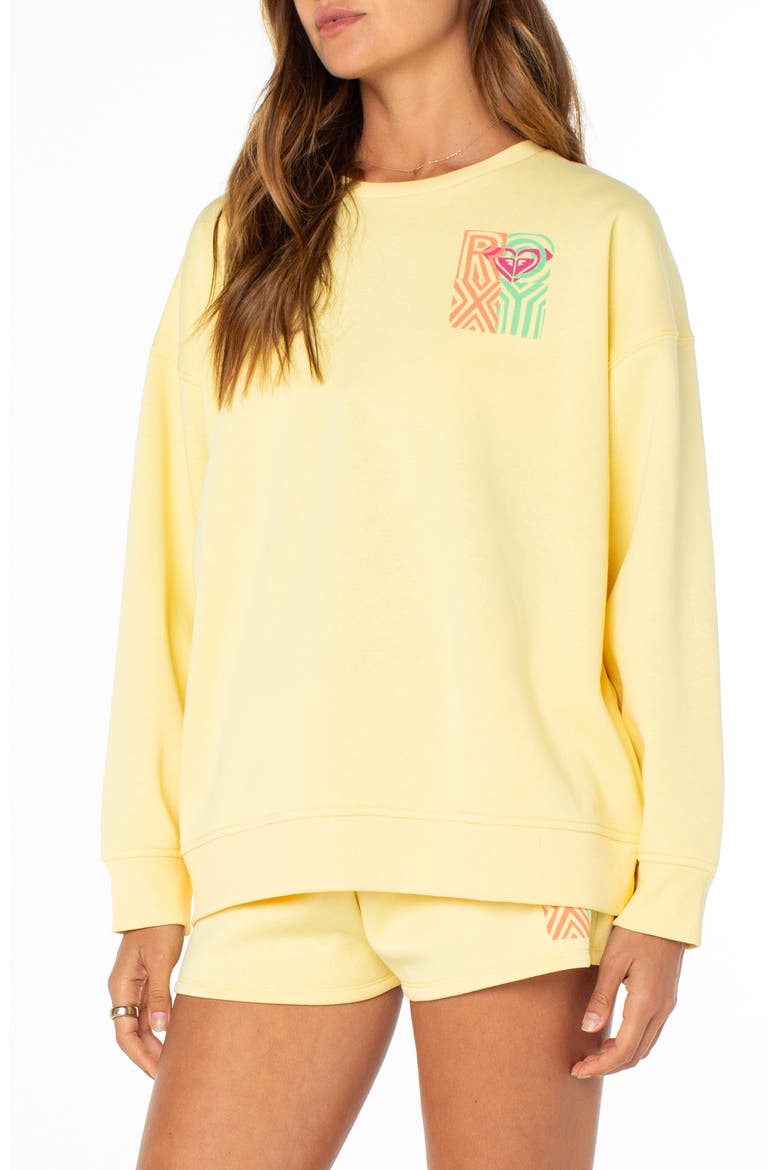 Morning Strole Graphic Crewneck Sweatshirt, Alternate, color, POPCORN