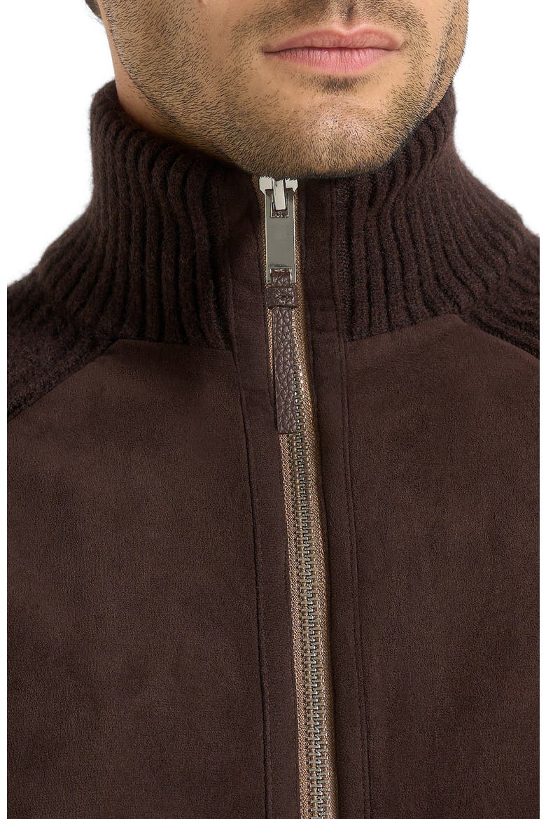 Rami Suede & Knit Jacket, Alternate, color, Brown