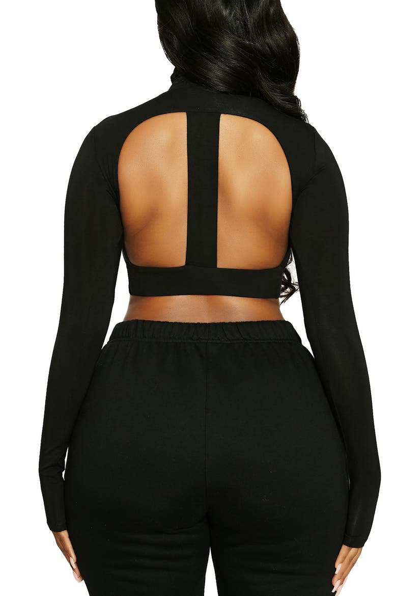 LORI TURTLNCK OPEN BACK TOP, Alternate, color, BLACK