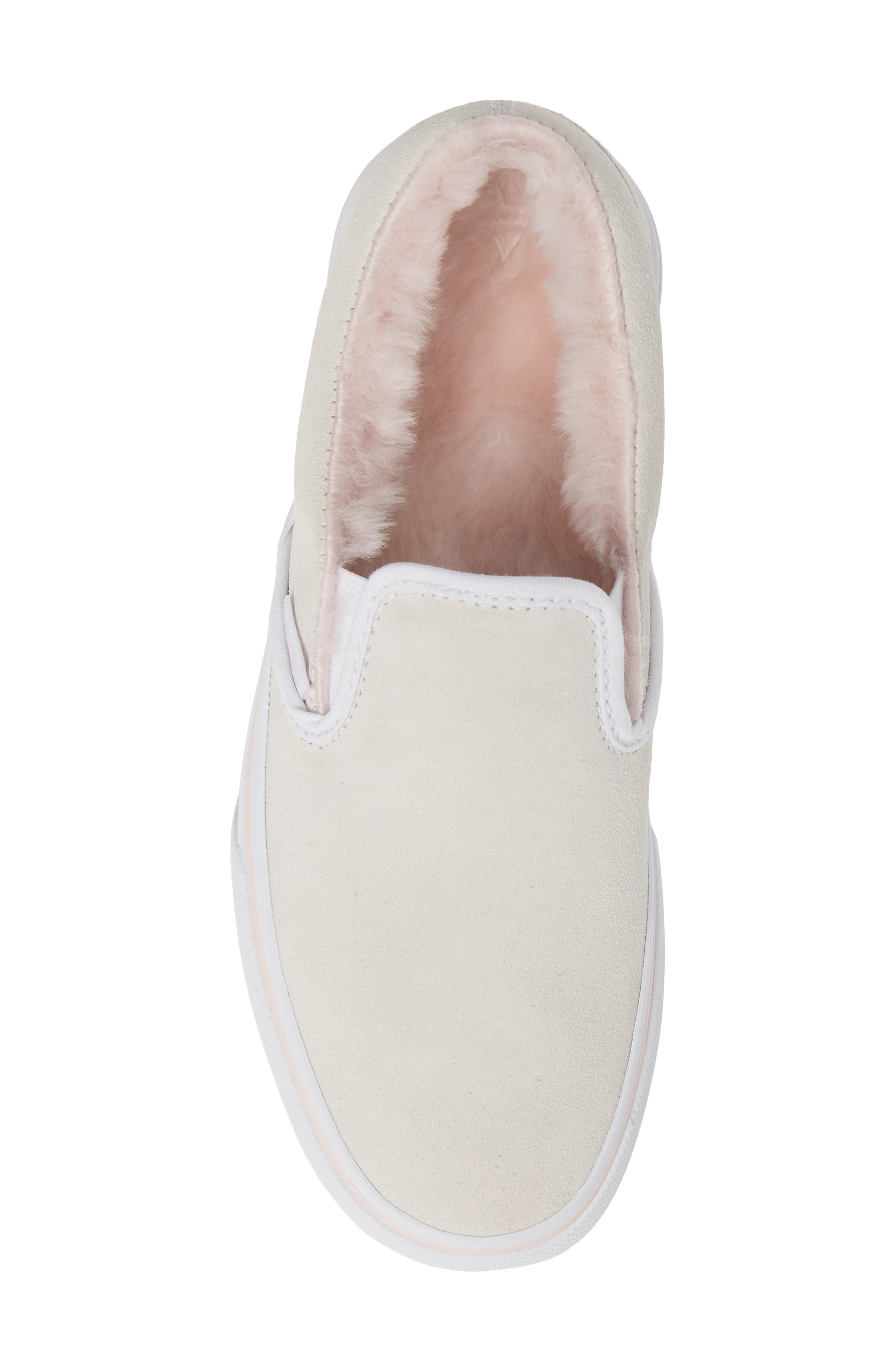 Classic Faux Fur Slip-On Platform Sneaker, Alternate, color, TRUE WHITE/ PINK