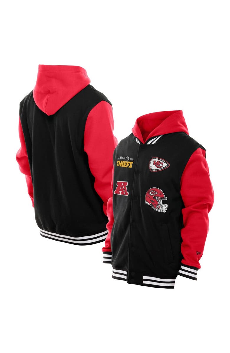 New Era Men's New Era Black Kansas City Chiefs Full-Snap Fleece Hoodie Jacket, Main, color, 