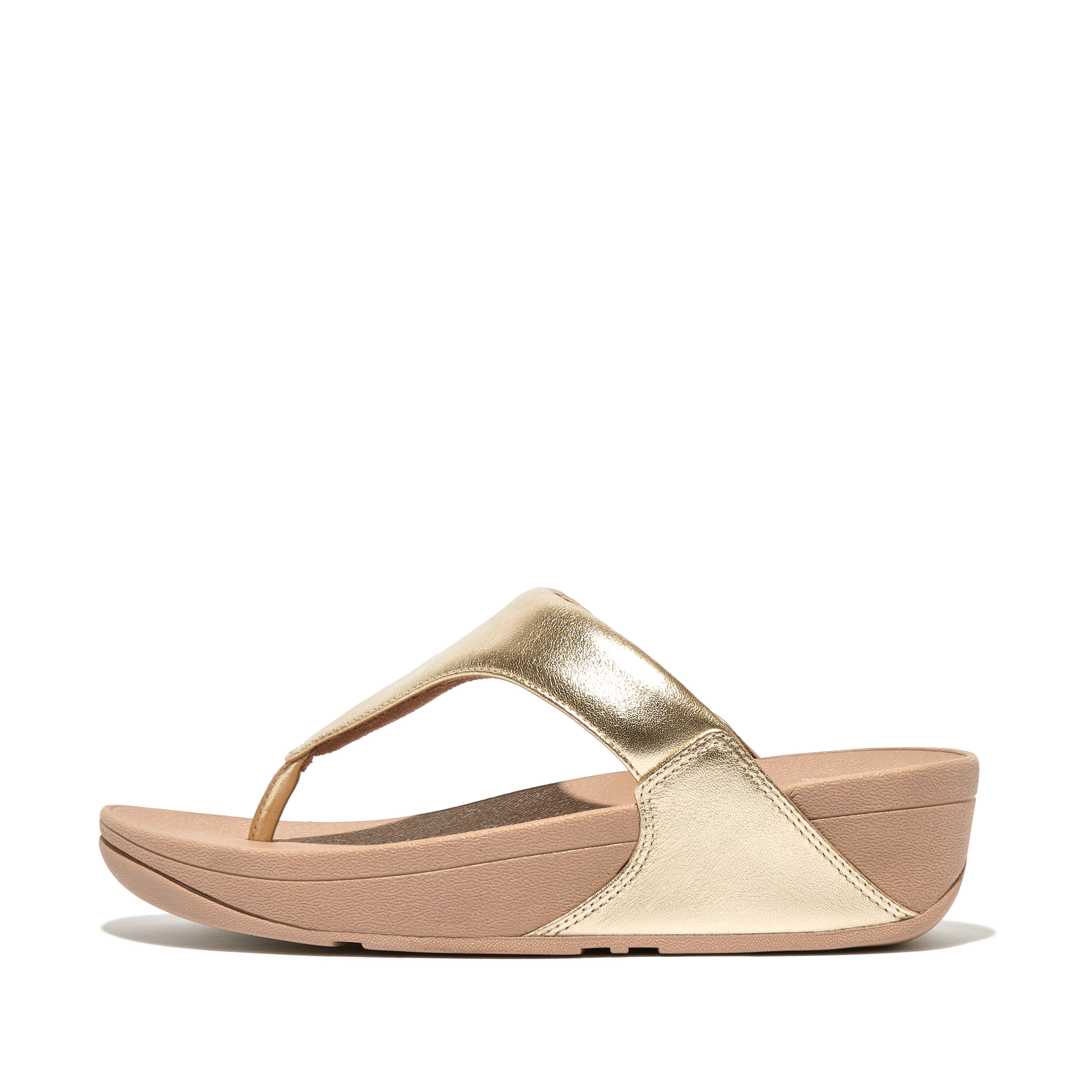 FitFlop Lulu Leather Toe Post Sandal, Alternate, color, Platino