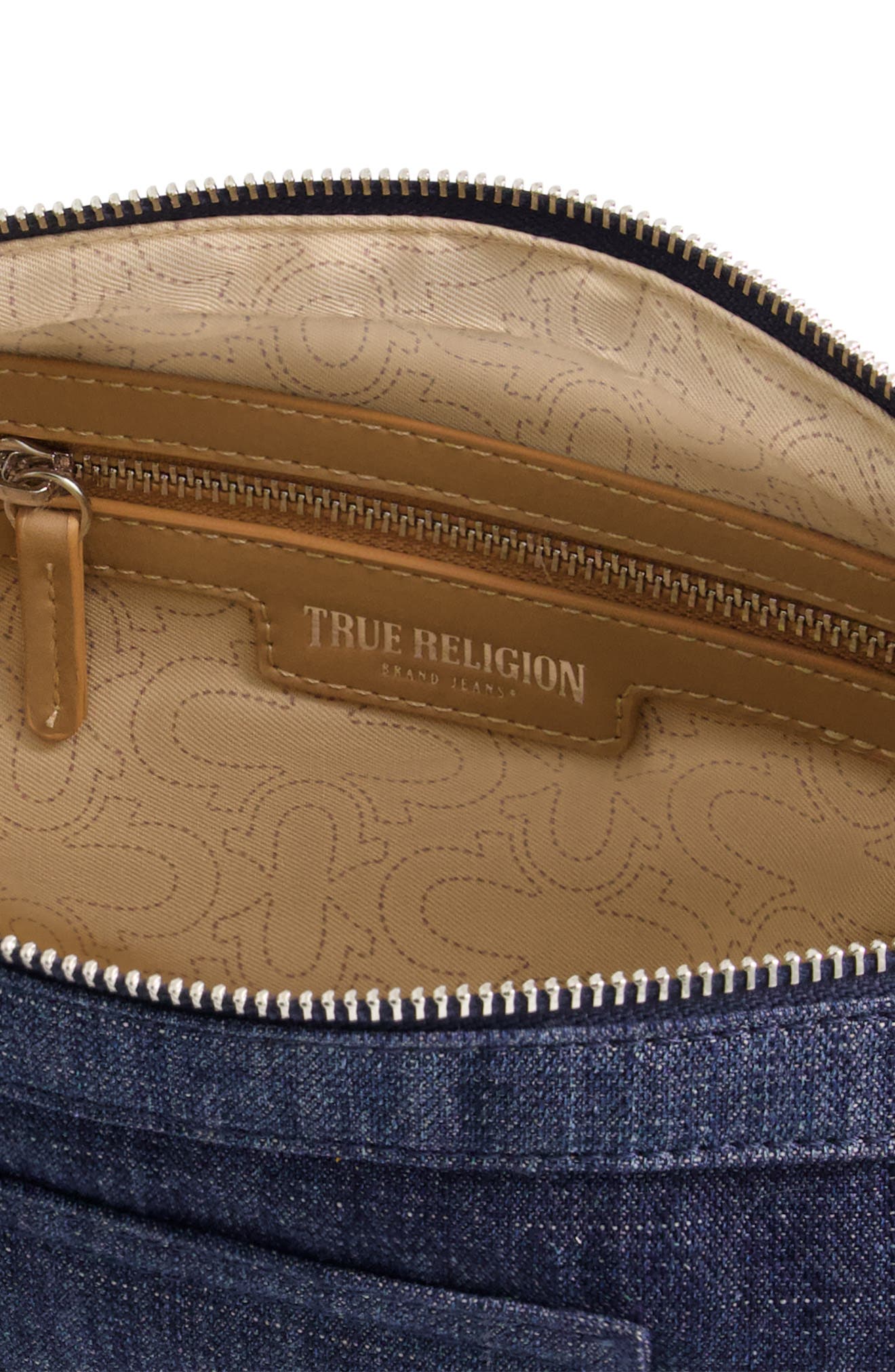 True Religion Washed Denim Hobo Bag, Alternate, color, Dark Denim