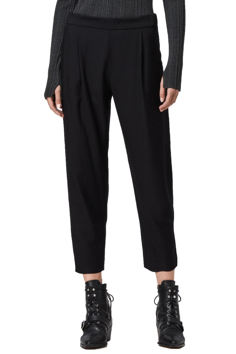 Aleida Crop Relaxed Fit Trousers, Main, color, BLACK