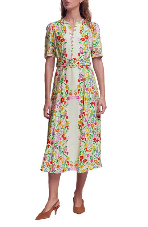 Kate Floral Puff Sleeve Belted Shirtdress