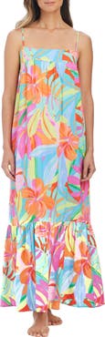 BLEU by Rod Beattie Shirred Bow Back Tiered Maxi Cover-Up Sundress