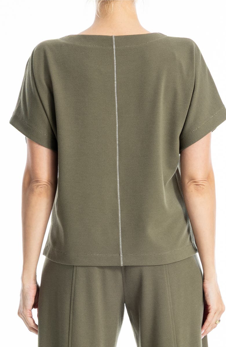 MAX STUDIO Back Stitch Knit T-Shirt, Alternate, color, Sage/ Ivory