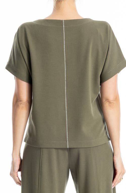 Max Studio Back Stitch Knit T-shirt In Green