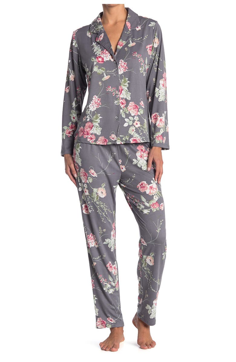 Flora Nikrooz Patricia Floral Long Sleeve Shirt & Pants 2-Piece Pajama Set, Main, color,