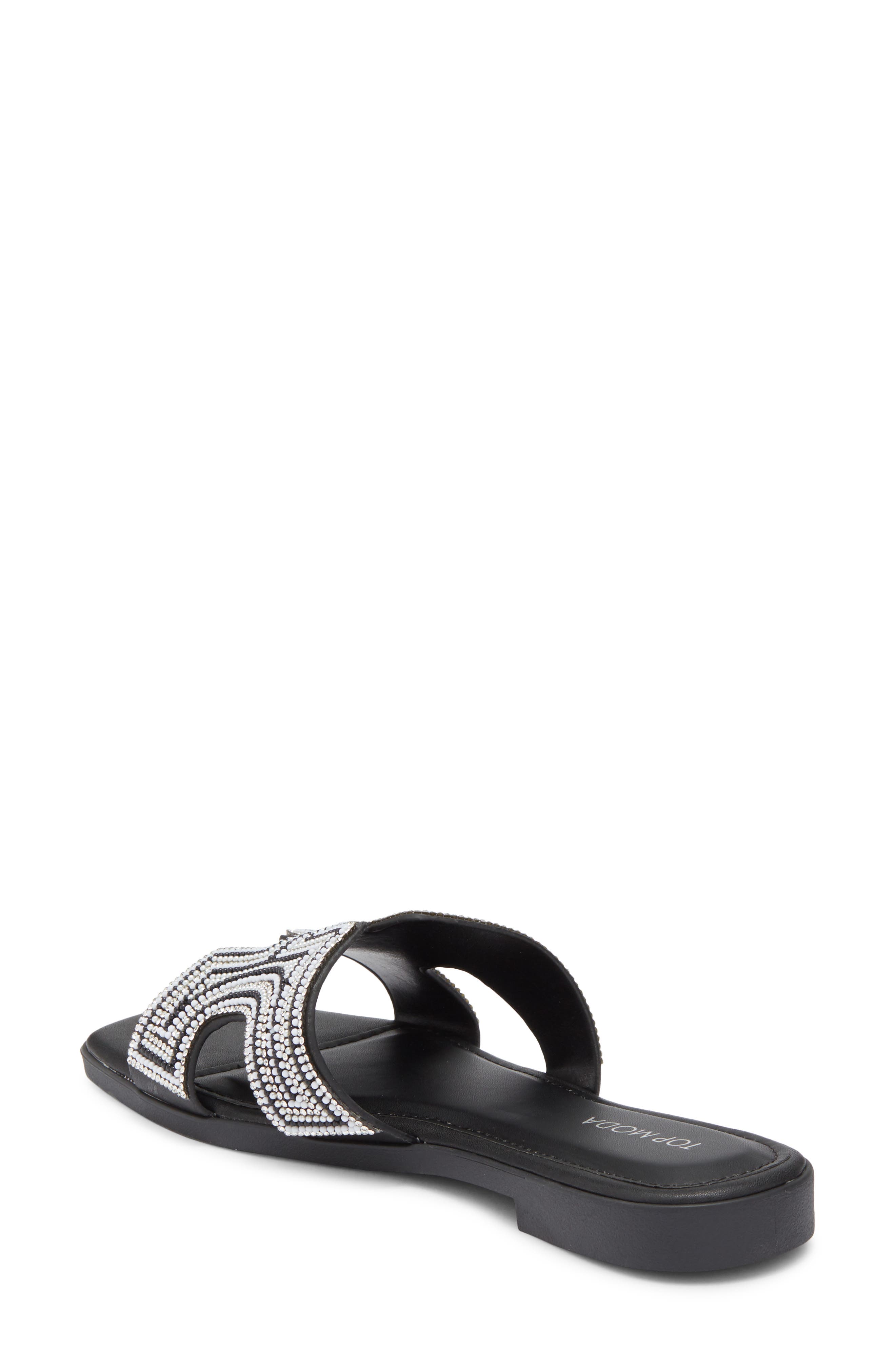 TOP MODA Louise Embellished Slide Sandal, Alternate, color, Black