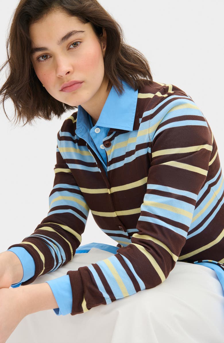 ALIGNE Sue Ellen Stripe Button-Up Top, Alternate, color, Brown Stripe