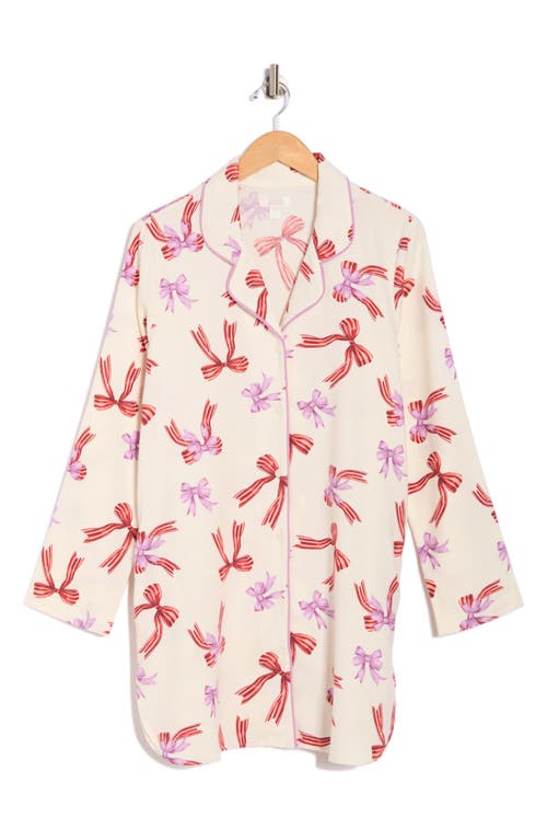 Nordstrom Rack Dreamy Tree Print Flannel Long Sleeve Nightgown In White