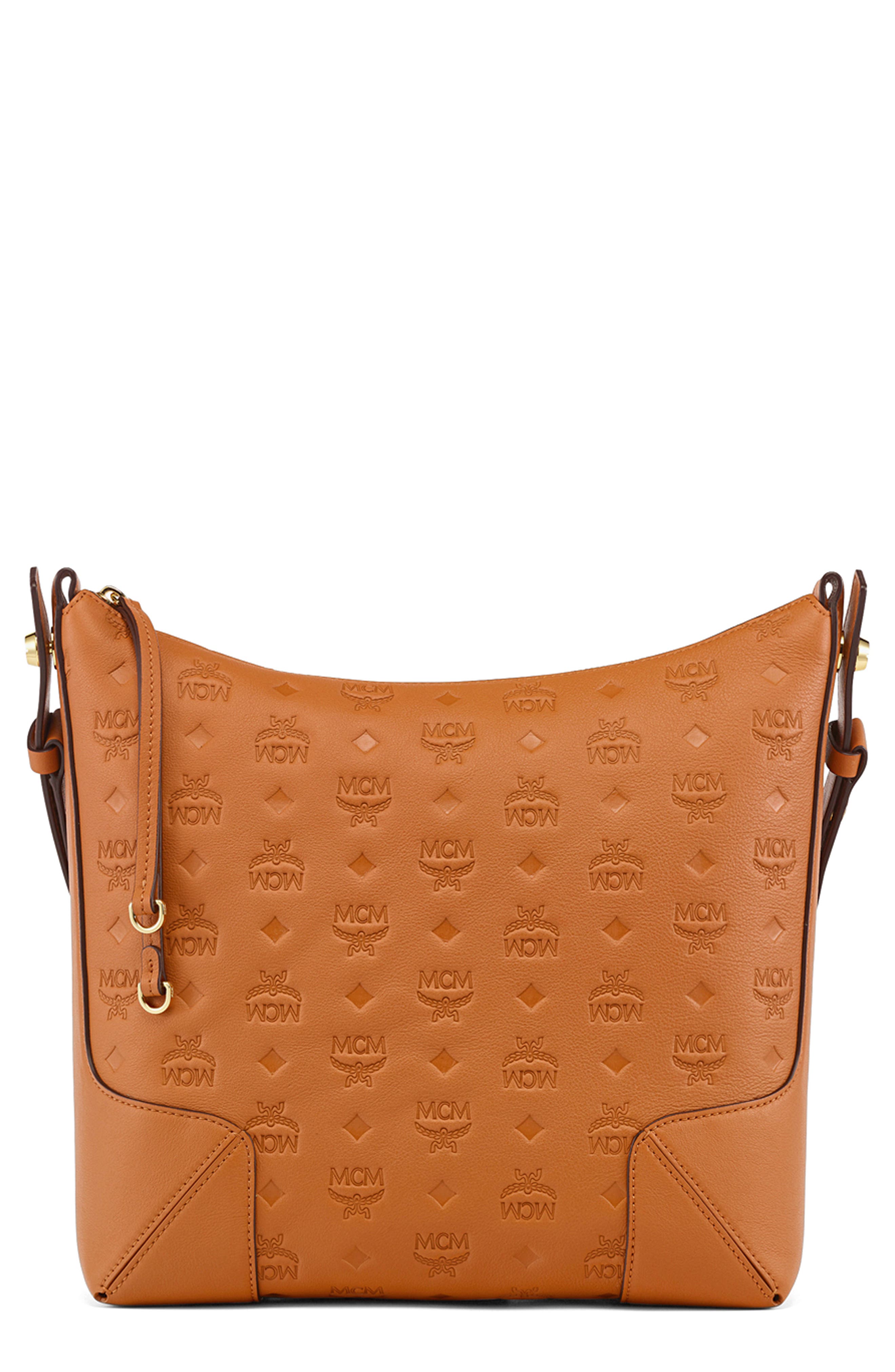 MCM Medium Klara Leather Hobo Bag, Main, color, 