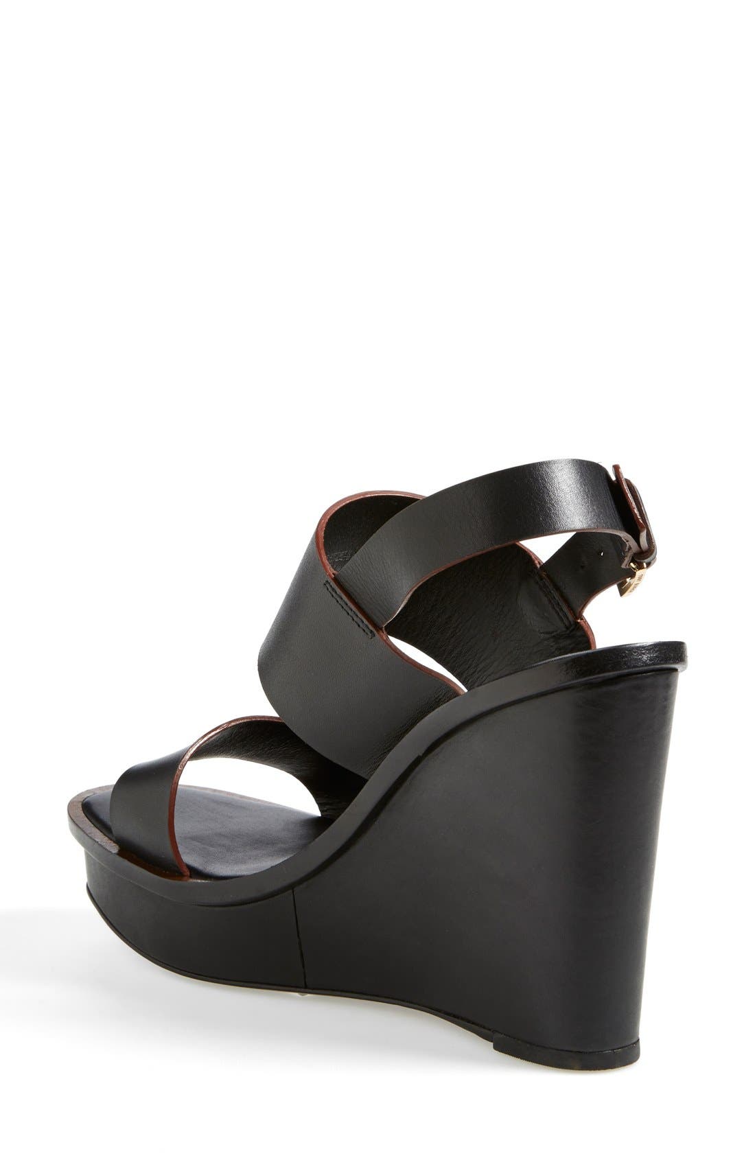 Tory Burch 'Lexington' Leather Wedge Sandal, Alternate, color, 