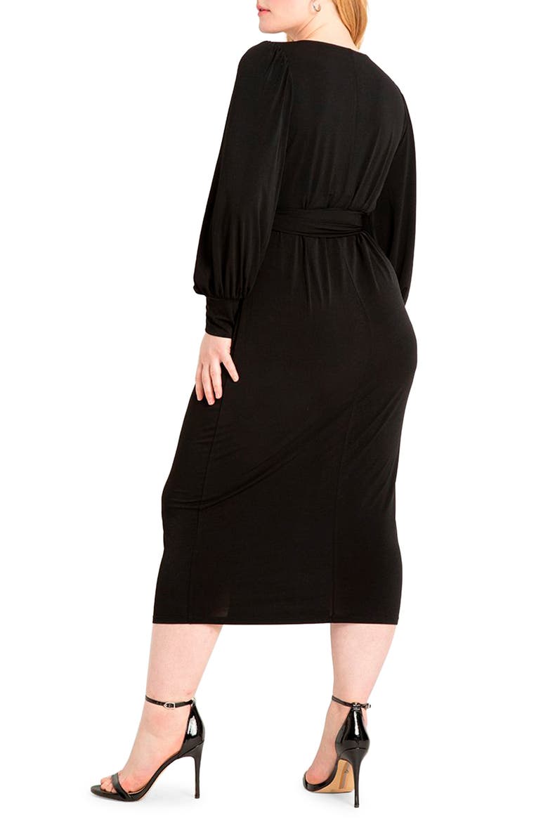 Cross Front Midi Dress, Alternate, color, BLACK