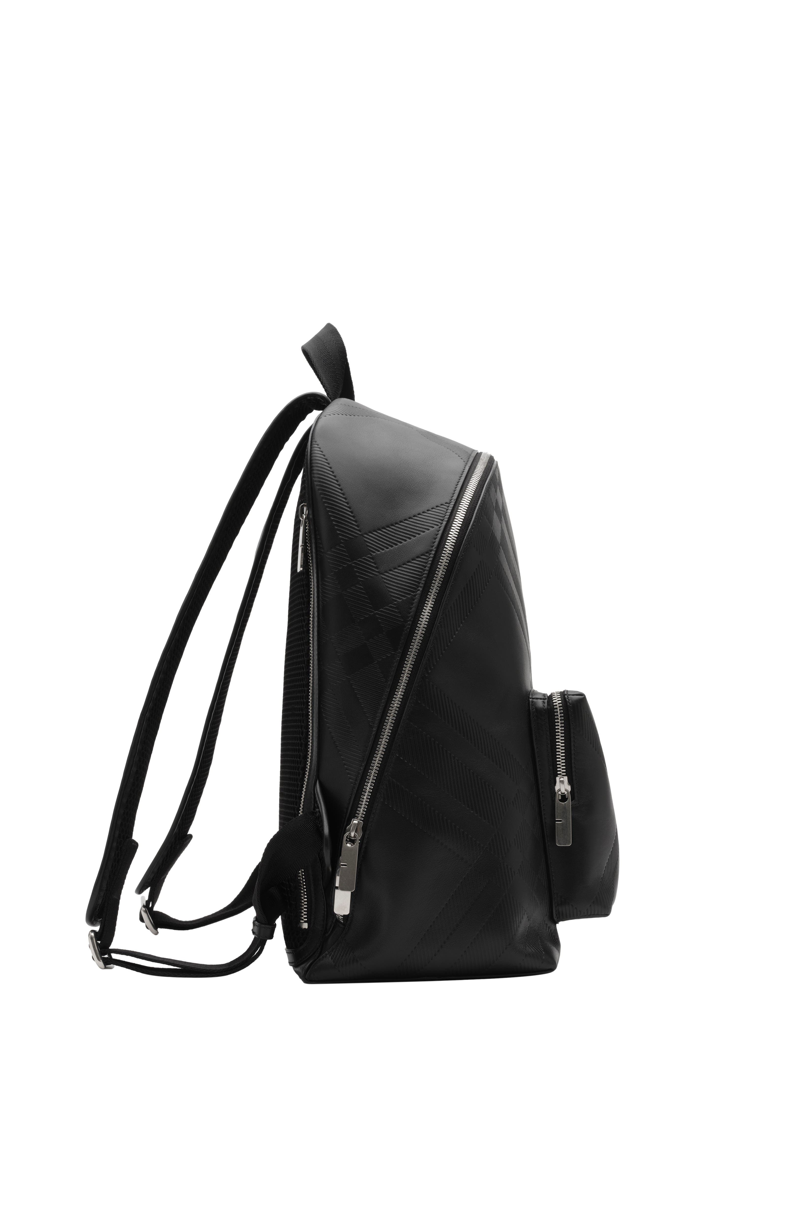 Burberry Embossed Check Backpack, Alternate, color, Black