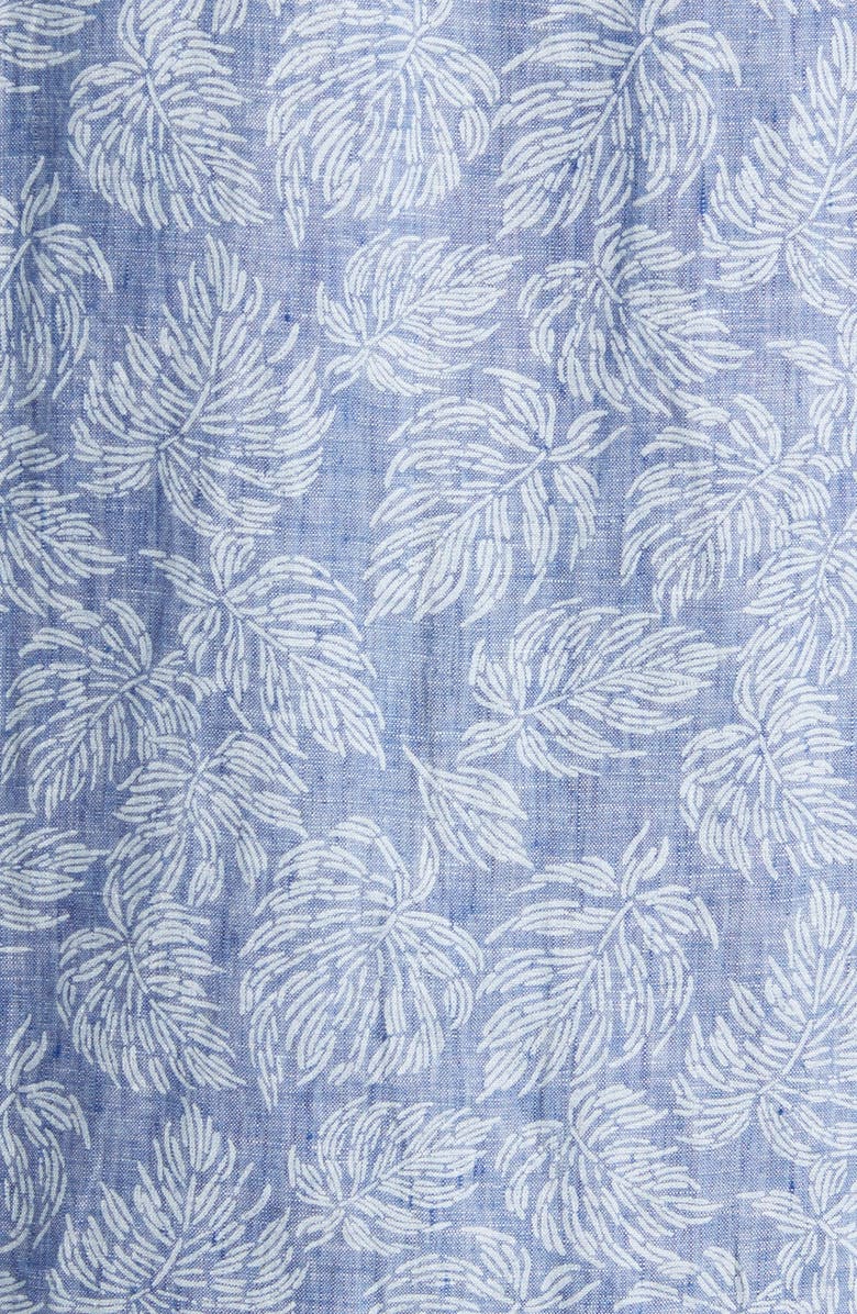 Rodd & Gunn Yelverton Sport Fit Frond Print Short Sleeve Linen Button-Up Shirt, Alternate, color, Stonewash