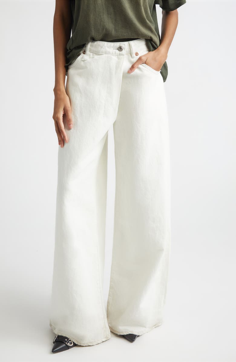 R13 X-BF Crossover Wide Leg Jeans, Main, color, Holden White Selvedge