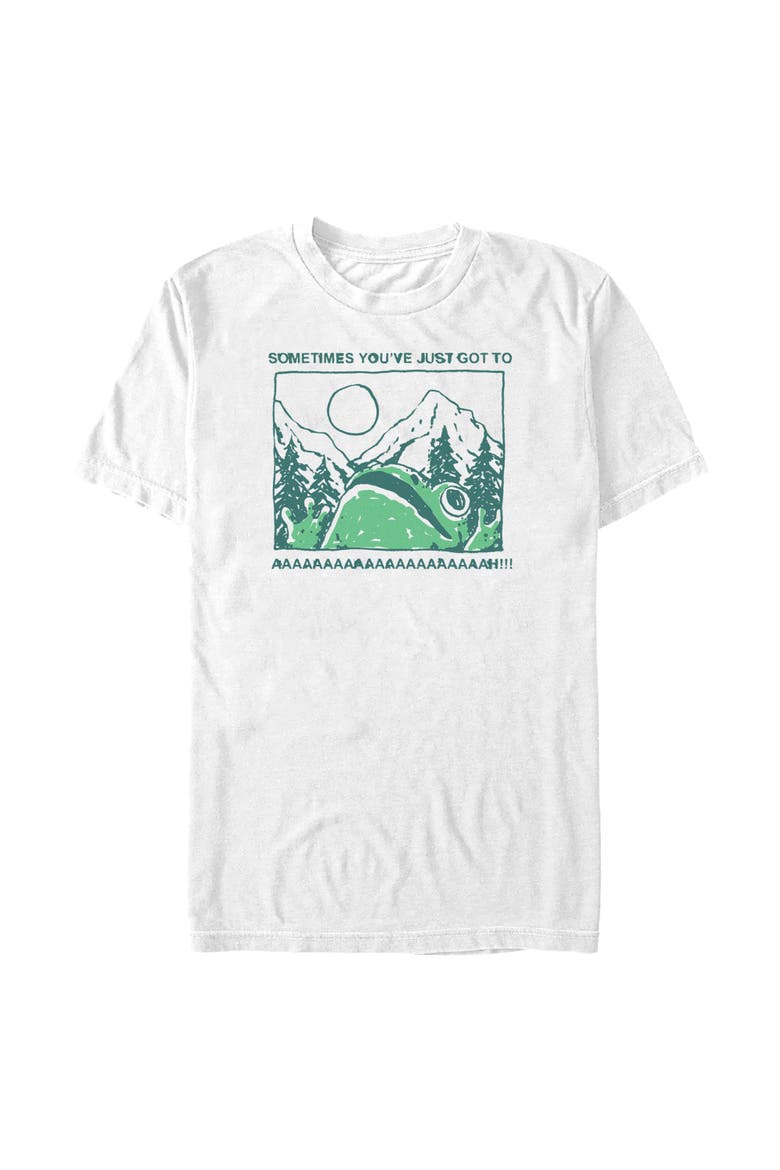 Men's Lost Gods Frog Nature Scream Drawing  Graphic T-Shirt, Main, color, White