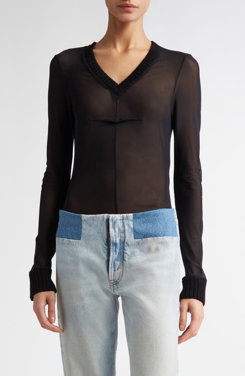 Mm6 Maison Margiela Sheer Mesh Top In Black