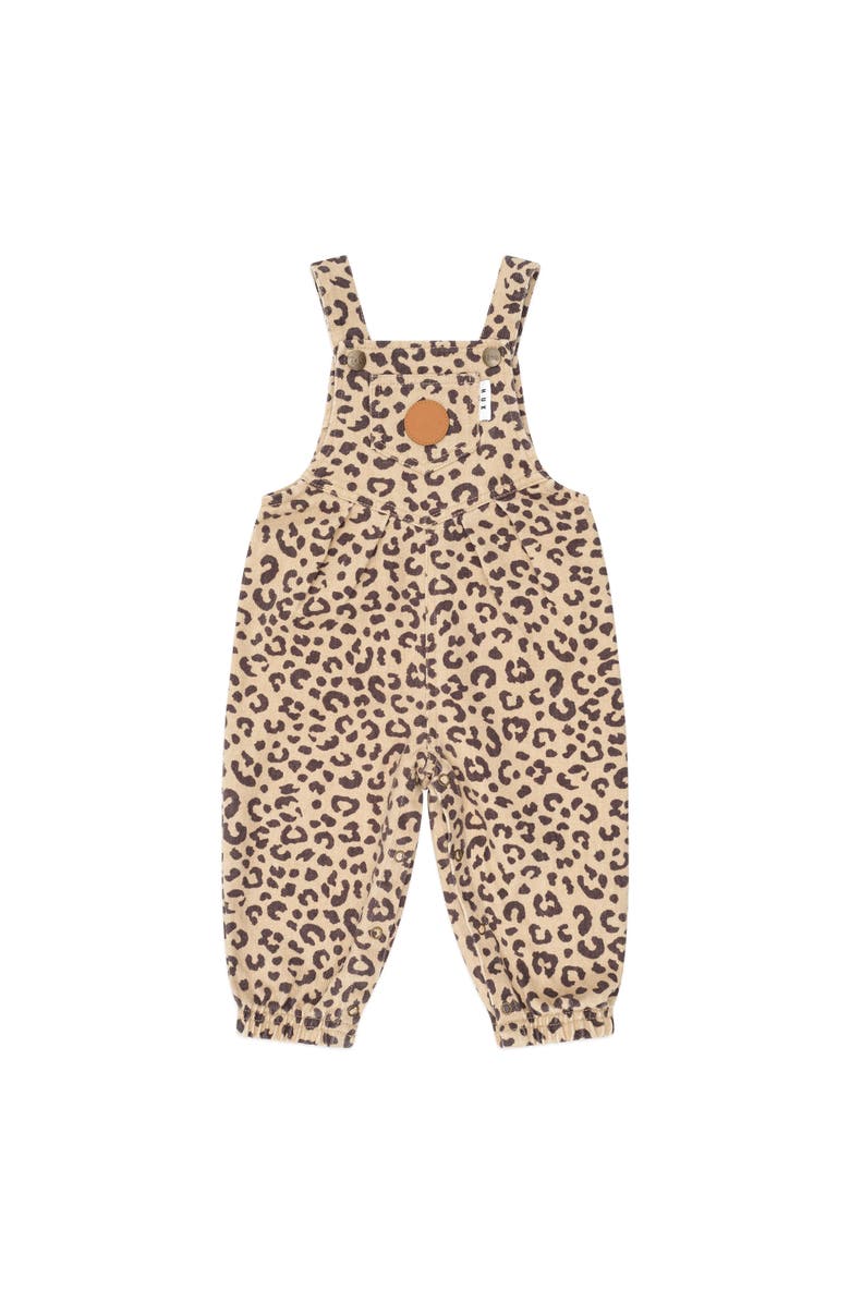 Huxbaby Leopard Print Denim Overalls, Main, color, Animal