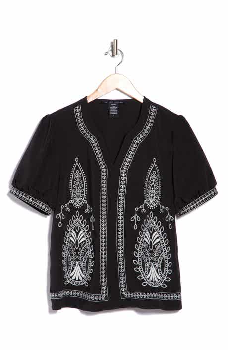 Embroidered Puff Sleeve Top