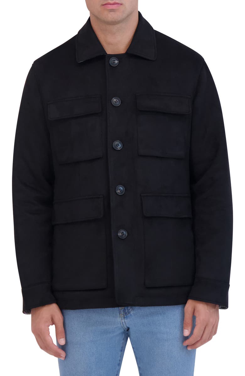 Robert Graham Faux Suede Safari Jacket, Main, color, Black