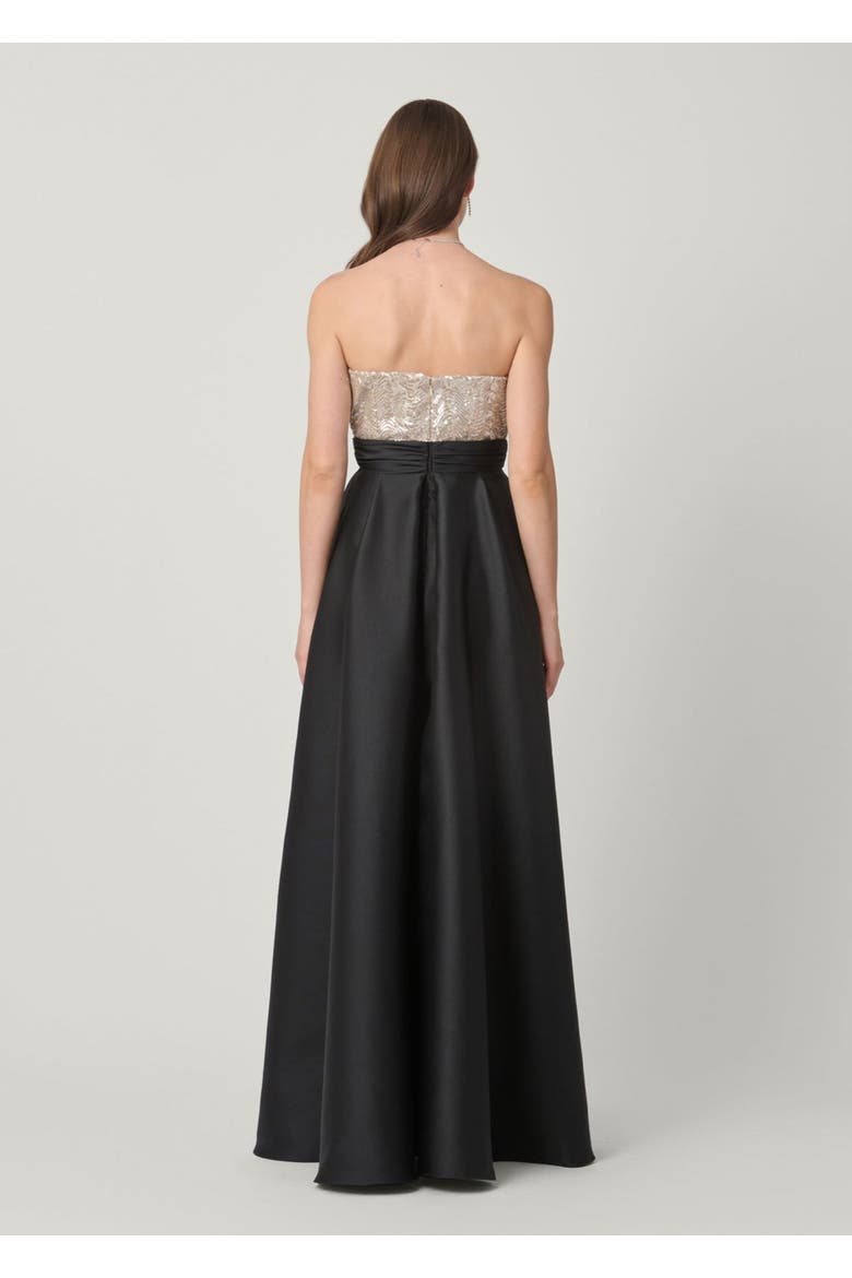Midnight Tilly Sequin Mikado Combo Dress, Alternate, color, Champagne/Jet