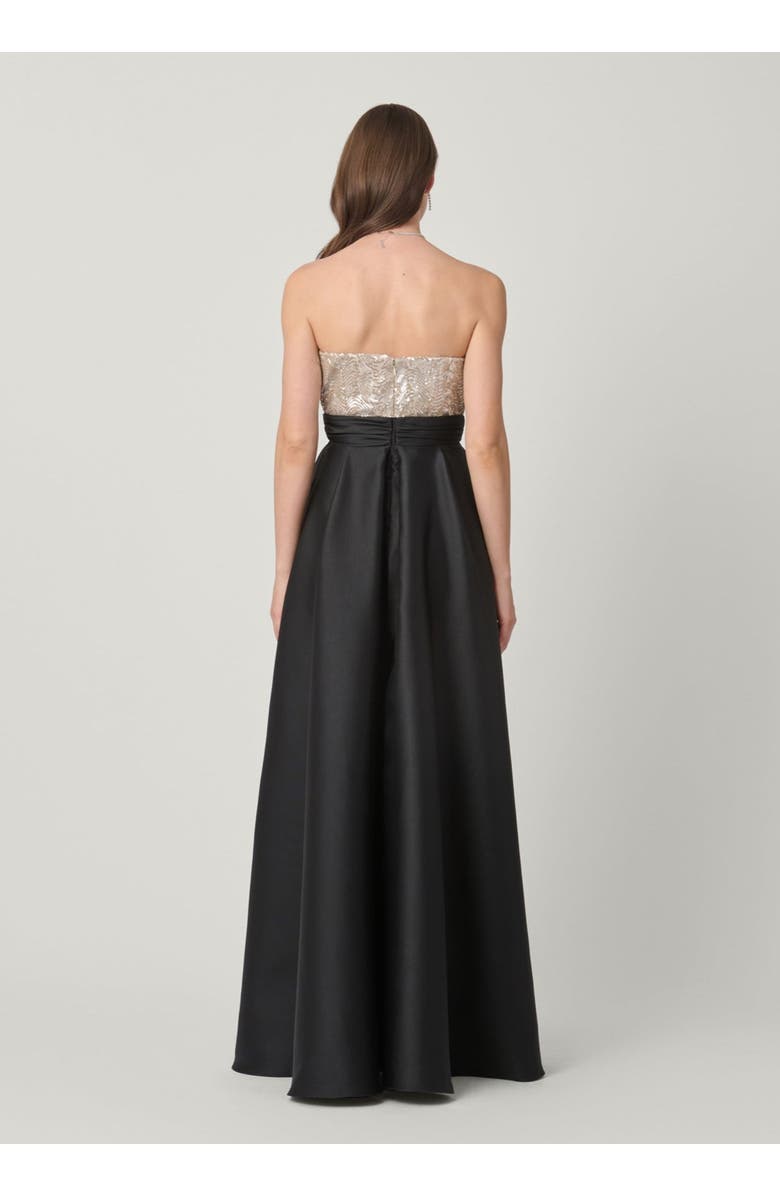 Shoshanna Midnight Tilly Sequin Mikado Combo Dress, Alternate, color, Champagne/Jet