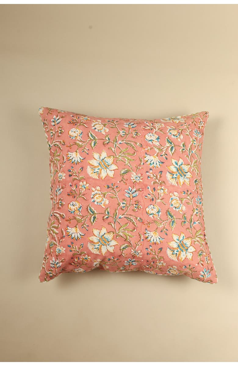 Ninéh Coral Spring Block Print Pillow, Main, color, Coral
