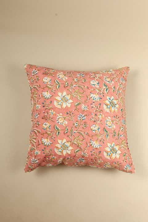 Coral Spring Block Print Pillow