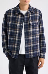AllSaints Rei Distressed Plaid Cotton Button-Up Shirt