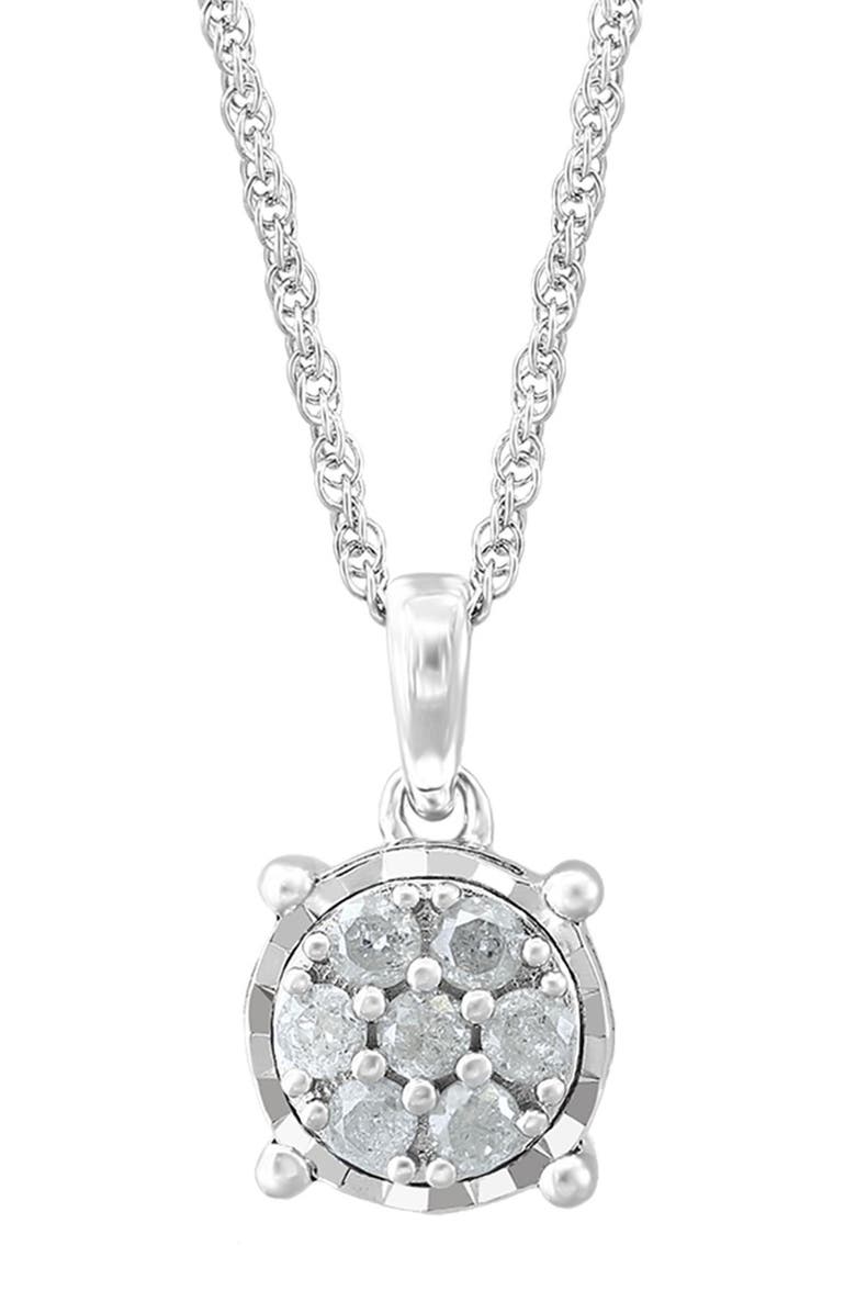 EFFY Sterling Silver Pavé Diamond Round Pendant Necklace, Alternate, color, Silver