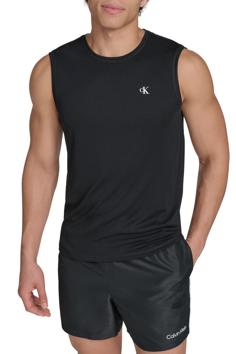 Logo Sleeveless UPF 40+ Rashguard, Main, color, BLACK