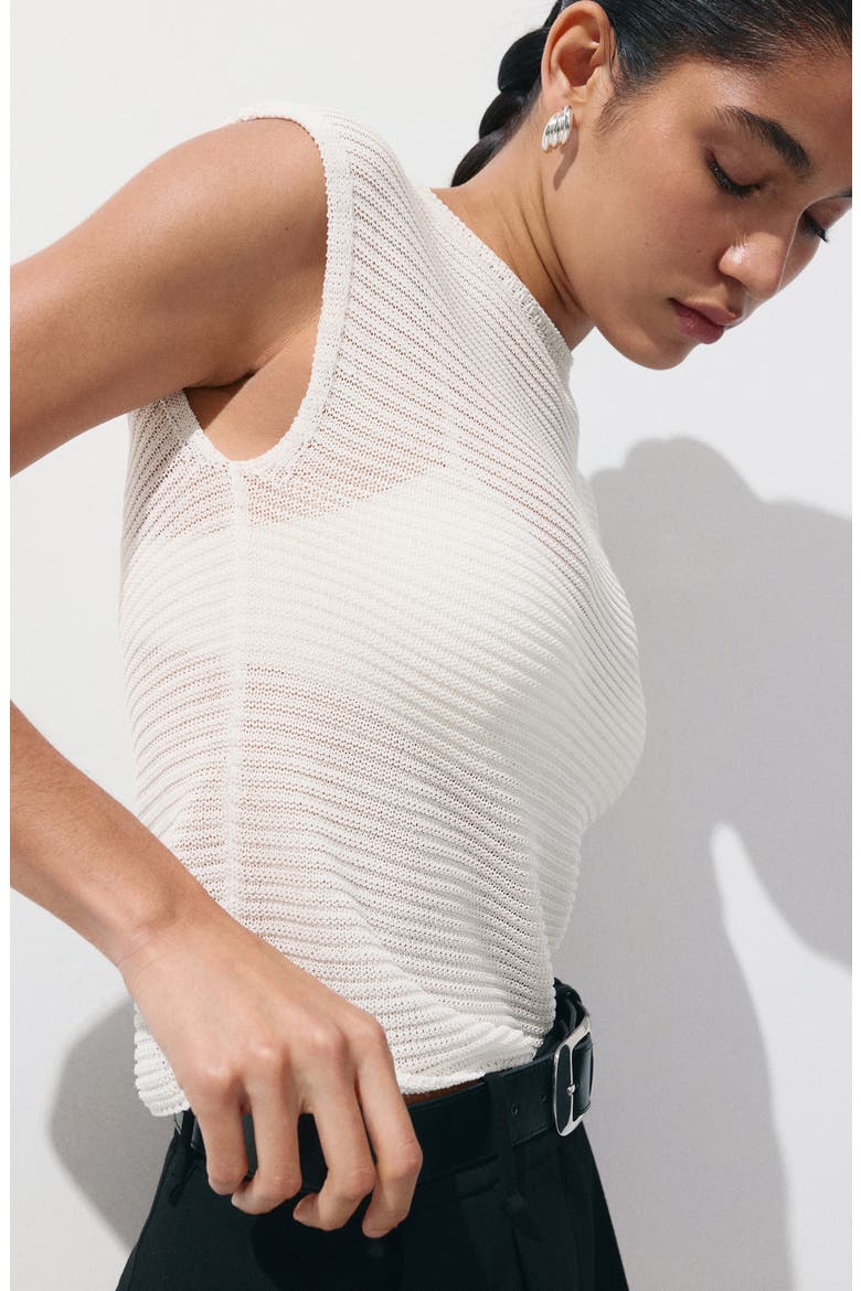 Short-Sleeved Crewneck Sweater, Alternate, color, OFF WHITE