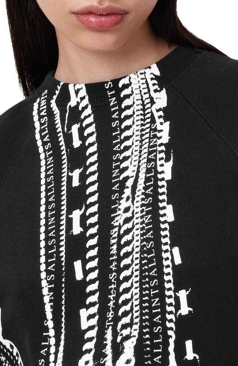 AllSaints Metallo Dana Back Zip Graphic Sweatshirt, Alternate, color, 