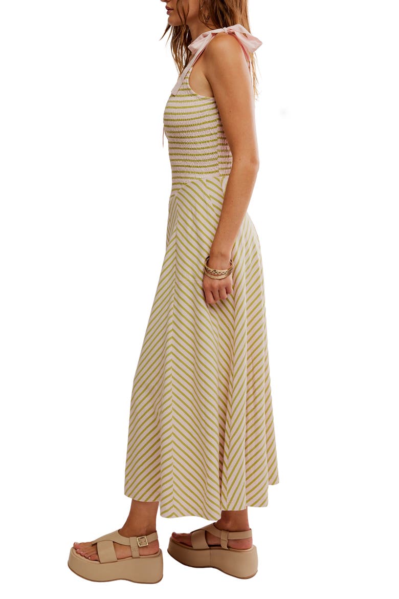 Cecelia Stripe Tie Shoulder Midi Dress, Alternate, color, PALMA COMBO