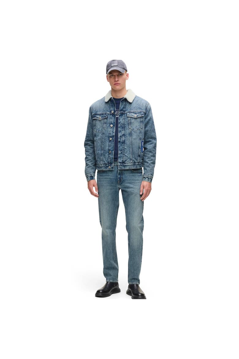 Men's Shearling Denim Jacket, Alternate, color, Washed Mid Blue