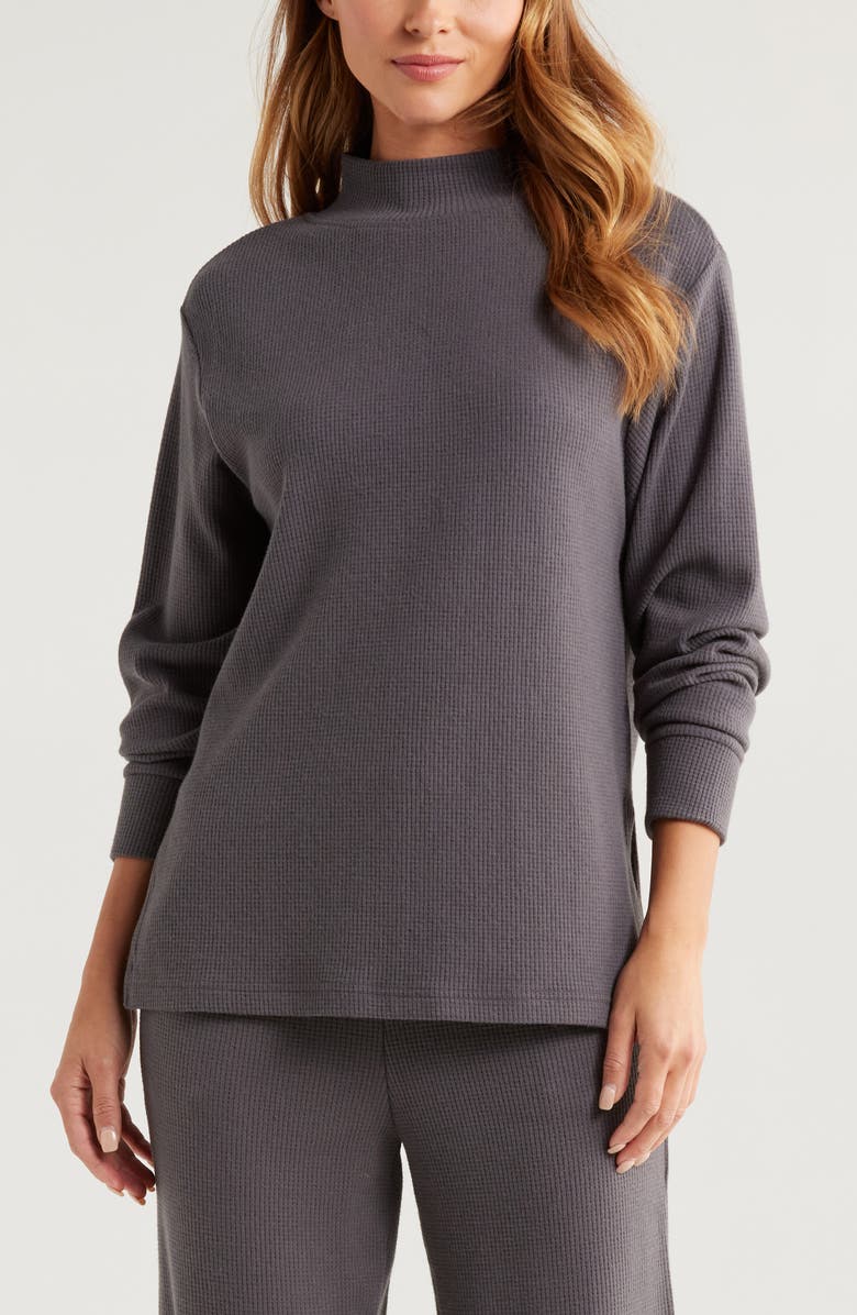 Zella Cozy Waffle Knit Tunic, Main, color, Grey Forged