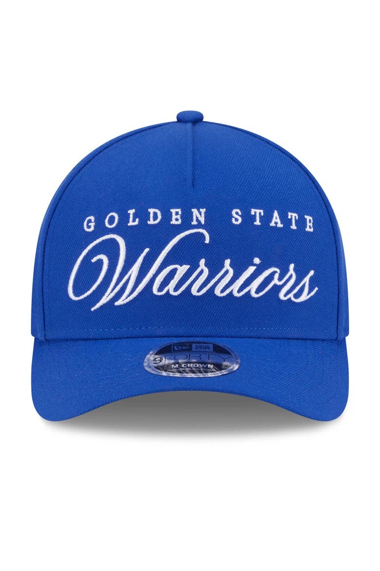 Men's New Era Royal Golden State Warriors 2025 NBA Draft M-Crown A-Frame 9FORTY Adjustable Hat, Alternate, color, Royal