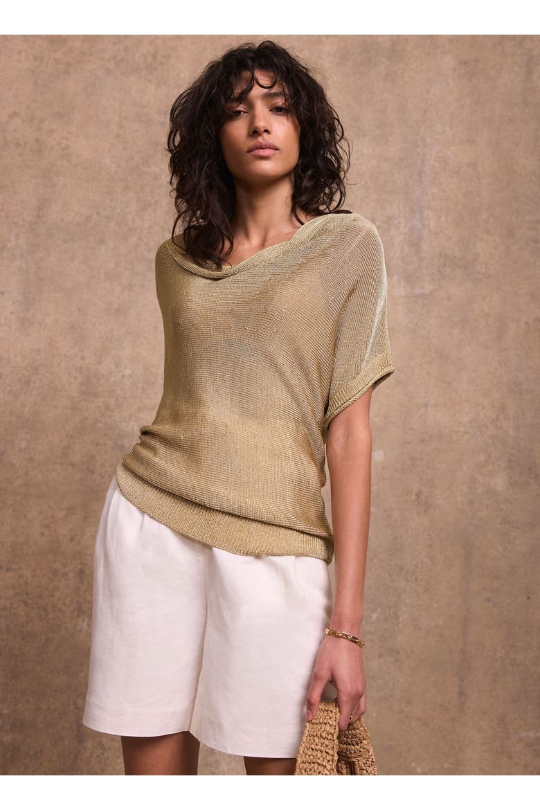 Metallic Knit Top, Alternate, color, Gold