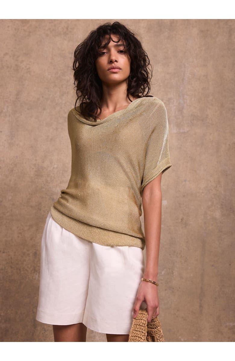 MINT VELVET Metallic Knit Top, Alternate, color, Gold