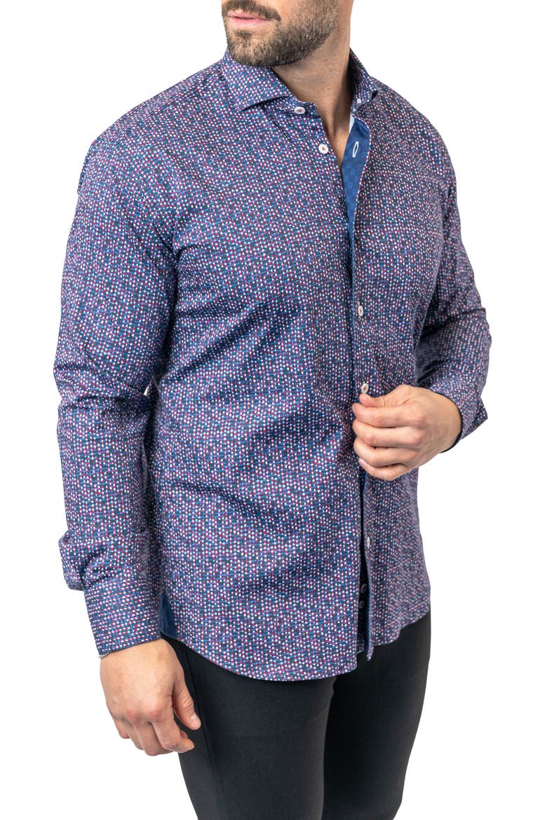 Einstein Stretchchain 60 Multi Contemporary Fit Button-Up Shirt, Alternate, color, PURPLE