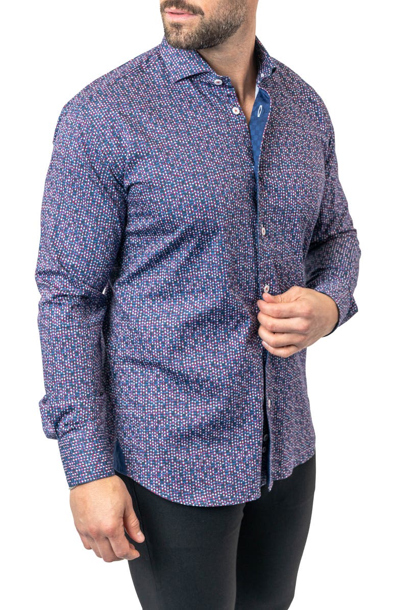 Maceoo Einstein Stretchchain 60 Multi Contemporary Fit Button-Up Shirt, Alternate, color, Purple