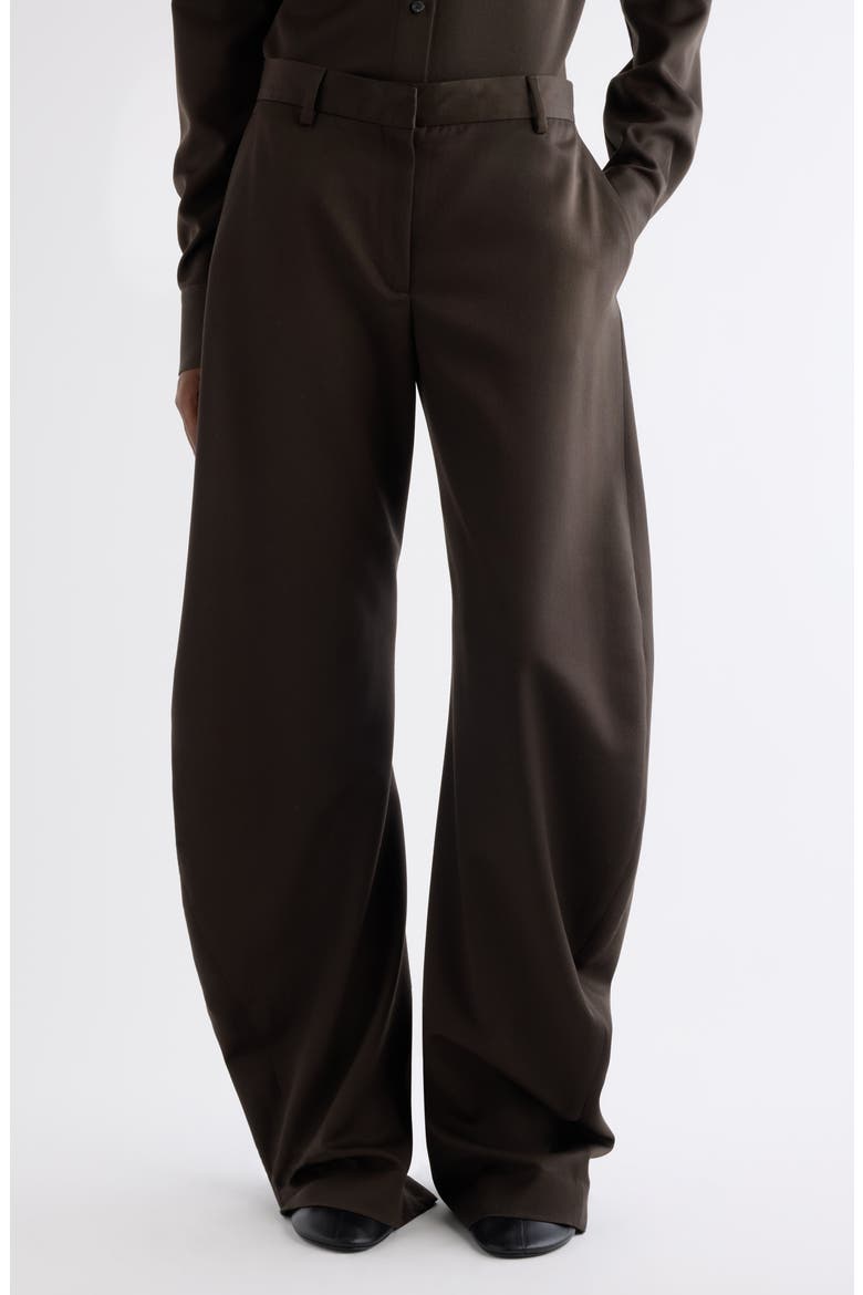 Patty Wool Gabardine Pants, Main, color, BROWN