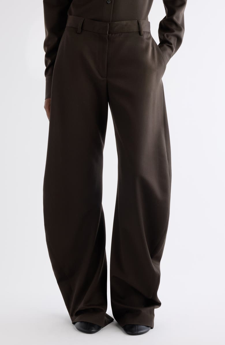 Acne Studios Patty Wool Gabardine Pants, Main, color, Brown